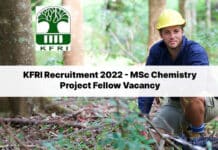 KFRI Recruitment 2022 - MSc Chemistry Project Fellow Vacancy