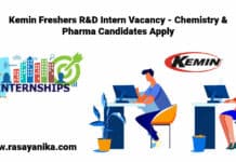 Kemin Freshers R&D Intern Vacancy - Chemistry & Pharma Candidates Apply