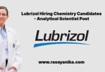 Lubrizol Hiring Chemistry Candidates - Analytical Scientist Post