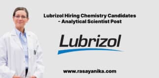 Lubrizol Hiring Chemistry Candidates - Analytical Scientist Post