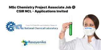 MSc Chemistry Project Associate Job @ CSIR NCL - Applications Invited