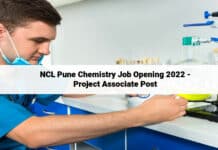 NCL Pune Chemistry Job Opening 2022 - Project Associate Post