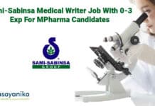 Sami-Sabinsa Medical Writer Job