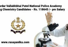 Sardar Vallabhbhai Patel National Police Academy Hiring Chemistry Candidates - Rs. 118645 /- pm Salary