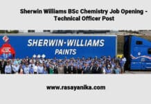 Sherwin Williams BSc Chemistry Job Opening - Technical Officer Post