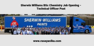 Sherwin Williams BSc Chemistry Job Opening - Technical Officer Post
