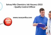 Solvay MSc Chemistry Job Vacancy 2022 - Quality Control Officer