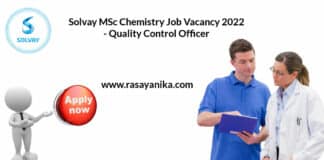 Solvay MSc Chemistry Job Vacancy 2022 - Quality Control Officer