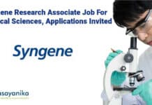 Syngene Research Associate Vacancy