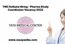 TMC Kolkata Hiring - Pharma Study Coordinator Vacancy 2022