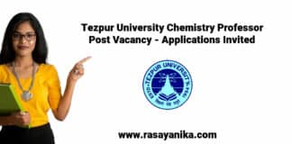 Tezpur University Chemistry Professor Post Vacancy - Applications Invited