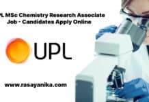 UPL MSc Chemistry Research Associate Job - Candidates Apply Online