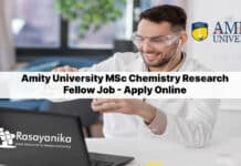 Amity University MSc Chemistry Research Fellow Job - Apply Online