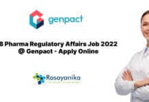 B Pharma Regulatory Affairs Job 2022 @ Genpact - Apply Online