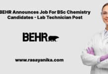 BEHR Announces Job For BSc Chemistry Candidates - Lab Technician Post