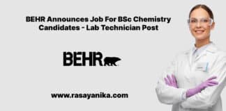 BEHR Announces Job For BSc Chemistry Candidates - Lab Technician Post