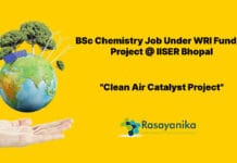 BSc Chemistry Job Under WRI Funded Project @ IISER Bhopal