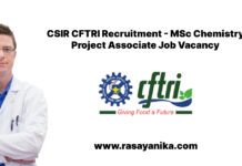 CSIR CFTRI Recruitment - MSc Chemistry Project Associate Job Vacancy