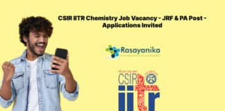 CSIR IITR Chemistry Job Vacancy - JRF & PA Post - Applications Invited