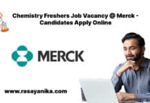 Chemistry Freshers Job Vacancy @ Merck - Candidates Apply Online