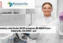 Chemistry Job Under IICEP program @ IISER Pune - Salary Rs. 55,000/- pm