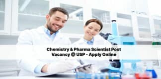 Chemistry & Pharma Scientist Post Vacancy @ USP - Apply Online