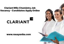 Clariant MSc Chemistry Job Vacancy - Candidates Apply Online