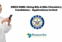 DRDO DMRL Hiring BSc & MSc Chemistry Candidates - Applications Invited