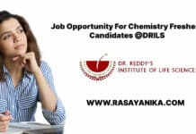 DRILS Chemistry Freshers Job Vacancy - Applications Invited