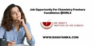 DRILS Chemistry Freshers Job Vacancy - Applications Invited