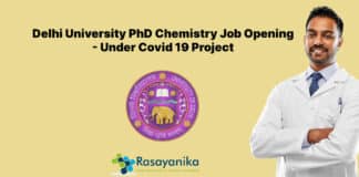 Delhi University PhD Chemistry Job Opening - Under Covid 19 Project