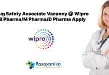 Drug Safety Associate Vacancy @ Wipro - B Pharma/M Pharma/D Pharma Apply