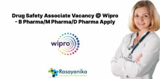 Drug Safety Associate Vacancy @ Wipro - B Pharma/M Pharma/D Pharma Apply