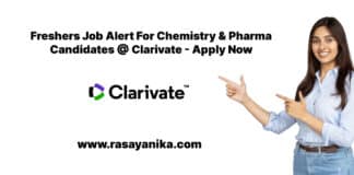 Freshers Job Alert For Chemistry & Pharma Candidates @ Clarivate - Apply Now