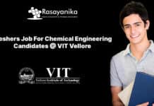 Freshers Job For Chemical Engineering Candidates @ VIT Vellore - Apply Online