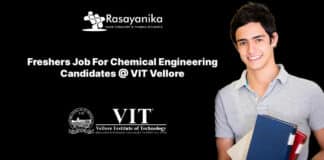 Freshers Job For Chemical Engineering Candidates @ VIT Vellore - Apply Online
