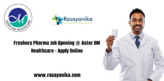 Freshers Pharma Job Opening @ Aster DM Healthcare - Apply Online