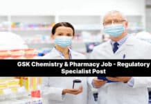 GSK Chemistry & Pharmacy Job - Regulatory Specialist Post