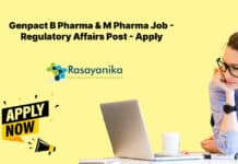 Genpact B Pharma & M Pharma Job - Regulatory Affairs Post - Apply