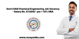 Govt CIAB Chemical Engineering Job Vacancy - Salary Rs. 47,000/- pm + 18% HRA