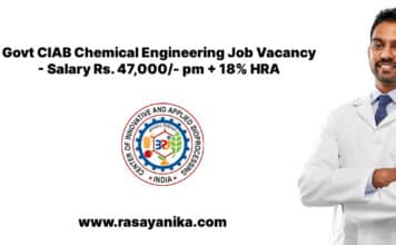 Govt CIAB Chemical Engineering Job Vacancy – Salary Rs. 47,000/- pm + 18% HRA Govt CIAB Chemical Engineering Job Vacancy - Salary Rs. 47,000/- pm + 18% HRA