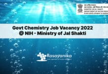 Govt Chemistry Job Vacancy 2022 @ NIH - Ministry of Jal Shakti