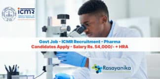 Govt Job - ICMR Recruitment - Pharma Candidates Apply - Salary Rs. 54,000/- + HRA