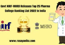 Govt NIRF-MHRD Releases Top 25 Pharma College Ranking List 2022 In India