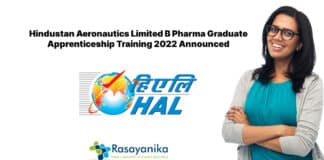 HAL B Pharma Graduate Apprenticeship Training 2022 Announced - Applications Invited