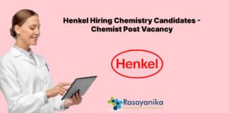 Henkel Hiring Chemistry Candidates - Chemist Post Vacancy