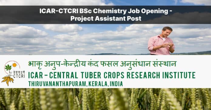 ICAR-CTCRI BSc Chemistry Job Opening - Project Assistant Post