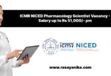 ICMR NICED Pharmacology Scientist Vacancy - Salary up to Rs 51,000/- pm