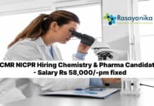 ICMR NICPR Hiring Chemistry & Pharma Candidates - Salary Rs 58,000/-pm fixed