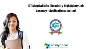 ICT Mumbai MSc Chemistry High Salary Job Vacancy - Applications Invited